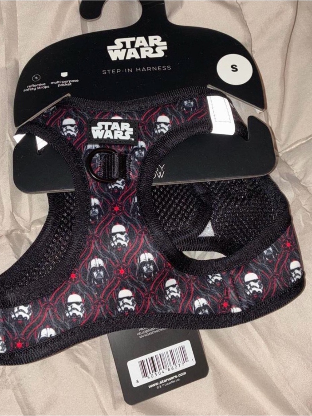 Star Wars cat Black & Red Stormtrooper Step-In Harness - Small